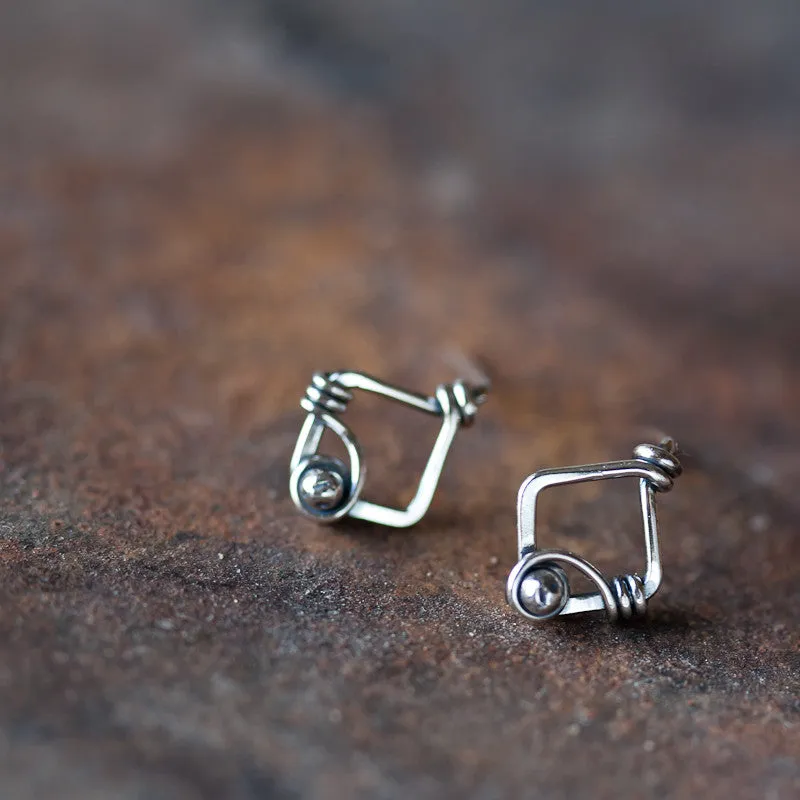 Small Unique Silver Stud Earrings