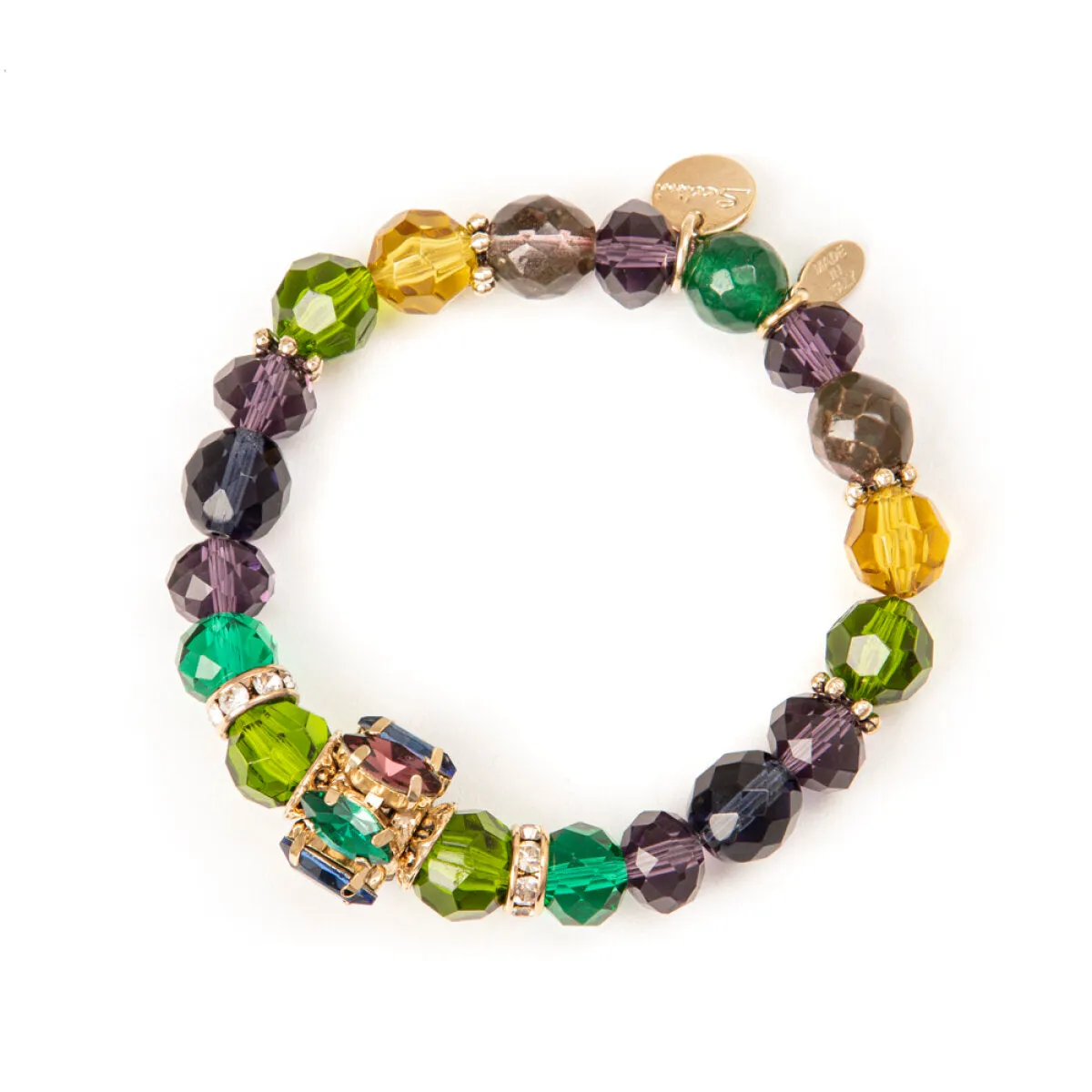 SODINI ELASTIC BRACELETS LARGES BEADS BRILLIANT CRYSTALS IN MULTI