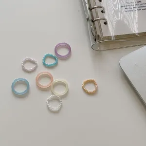 Soft Aesthetic Pastel Colors Tiny Simple Rings