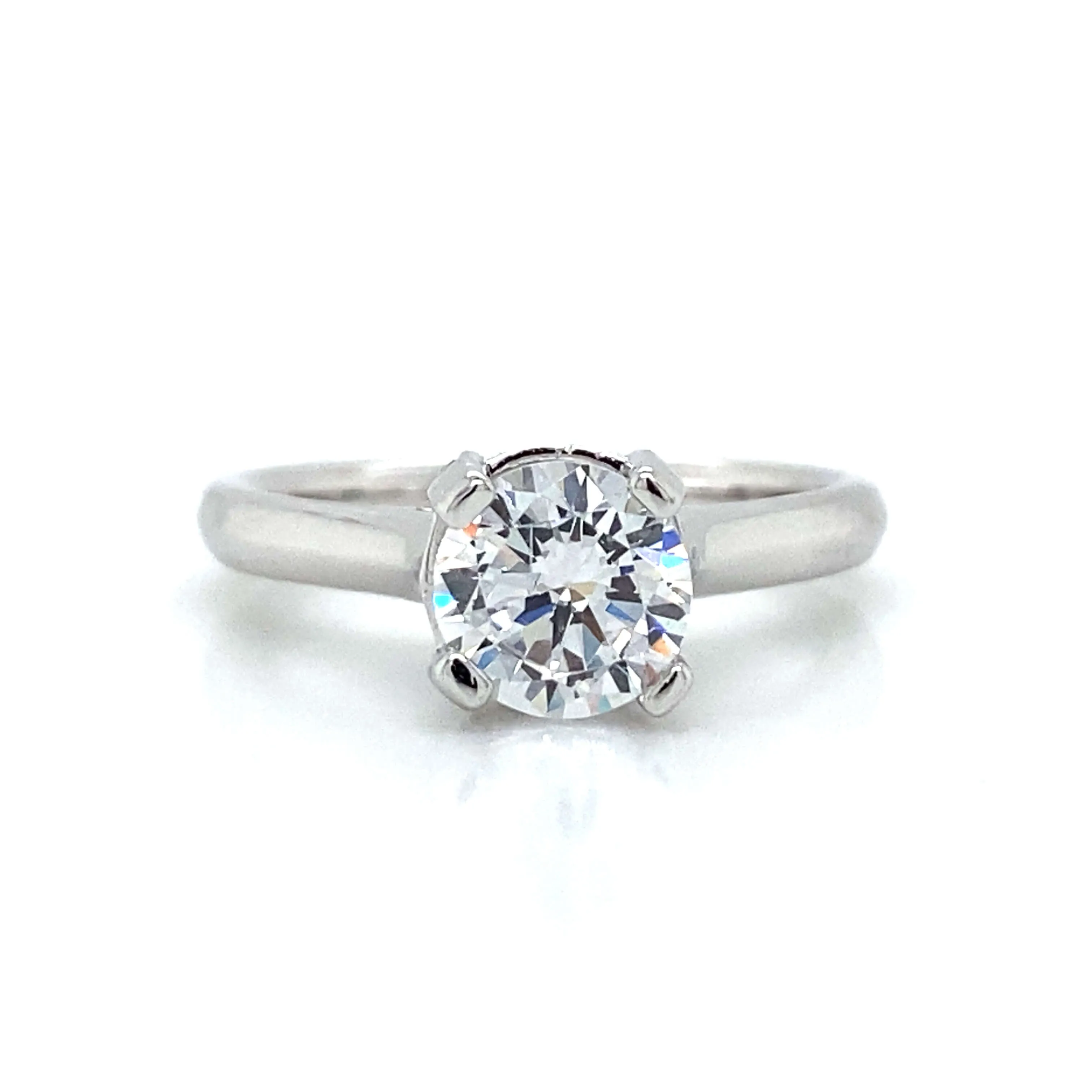 Solitaire Pave Prongs Engagement Ring in 18K White Gold