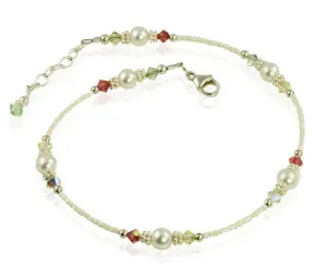 Spring Pearl Mix Crystal Beaded Anklet