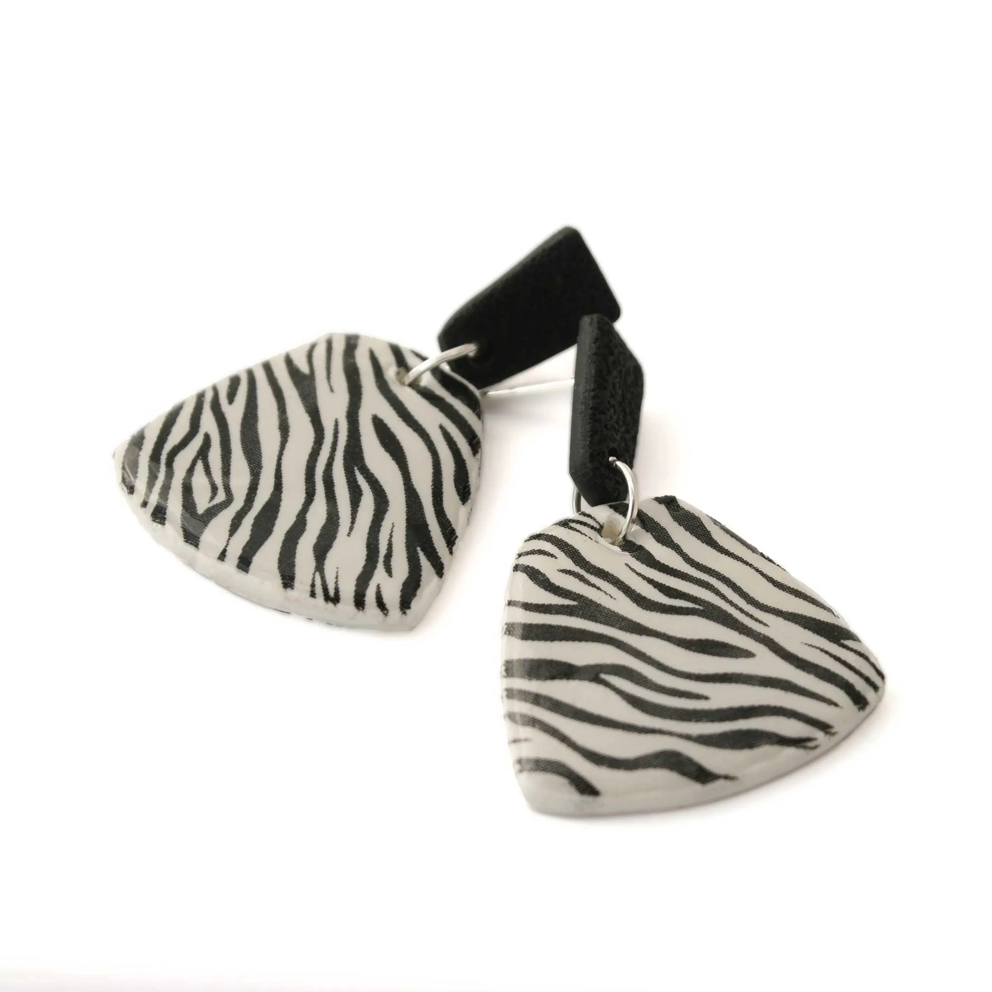 Statement Drop Earrings in Zebra Print | Unique Animal Print Jewellery