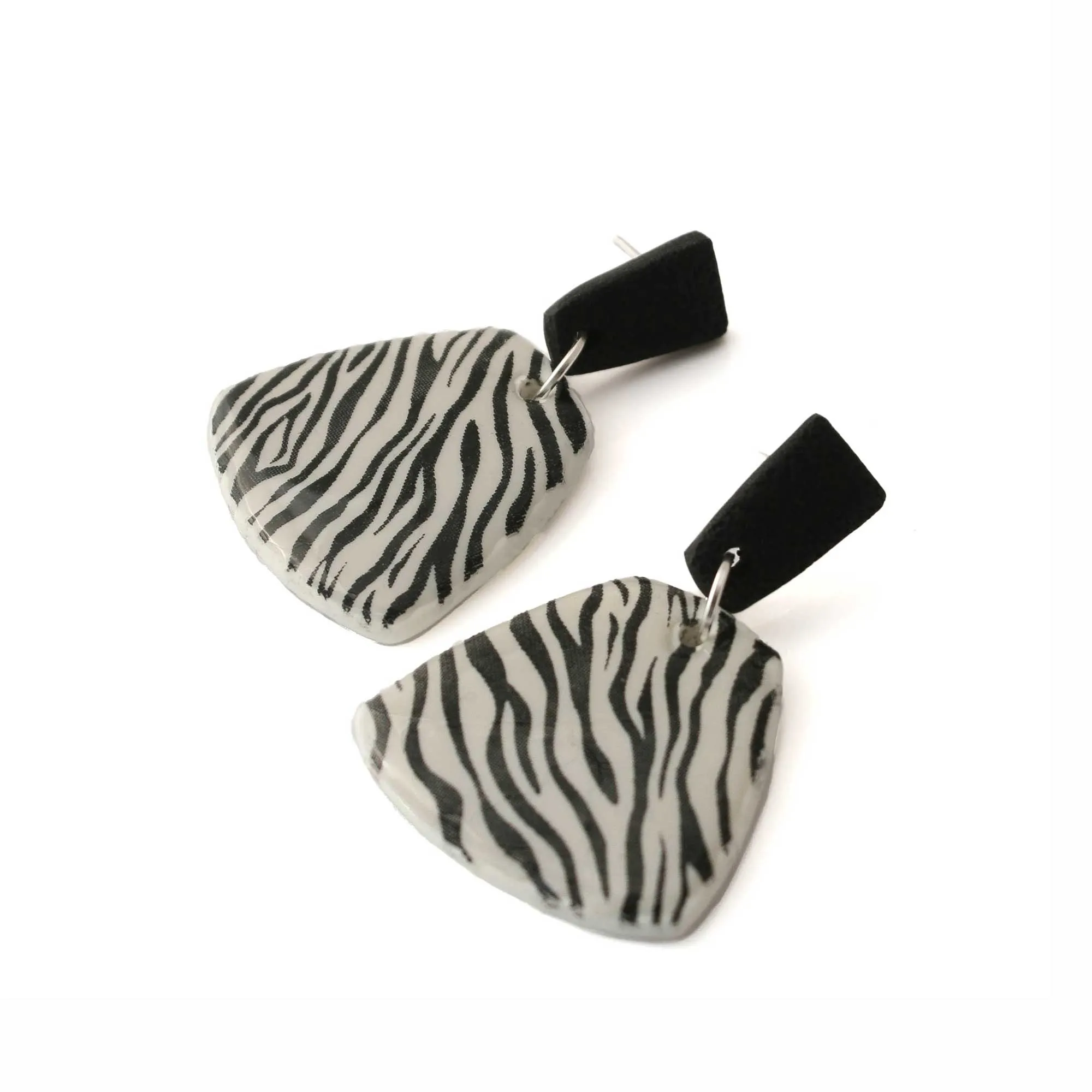 Statement Drop Earrings in Zebra Print | Unique Animal Print Jewellery