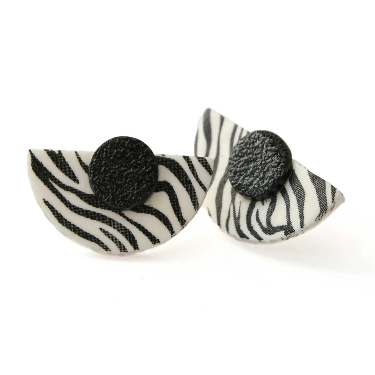 Statement Stud Earrings in Zebra Print | Unique Art Deco Style