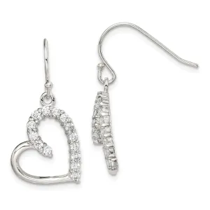 Sterling Silver Cubic Zirconia Heart Side Dangle E