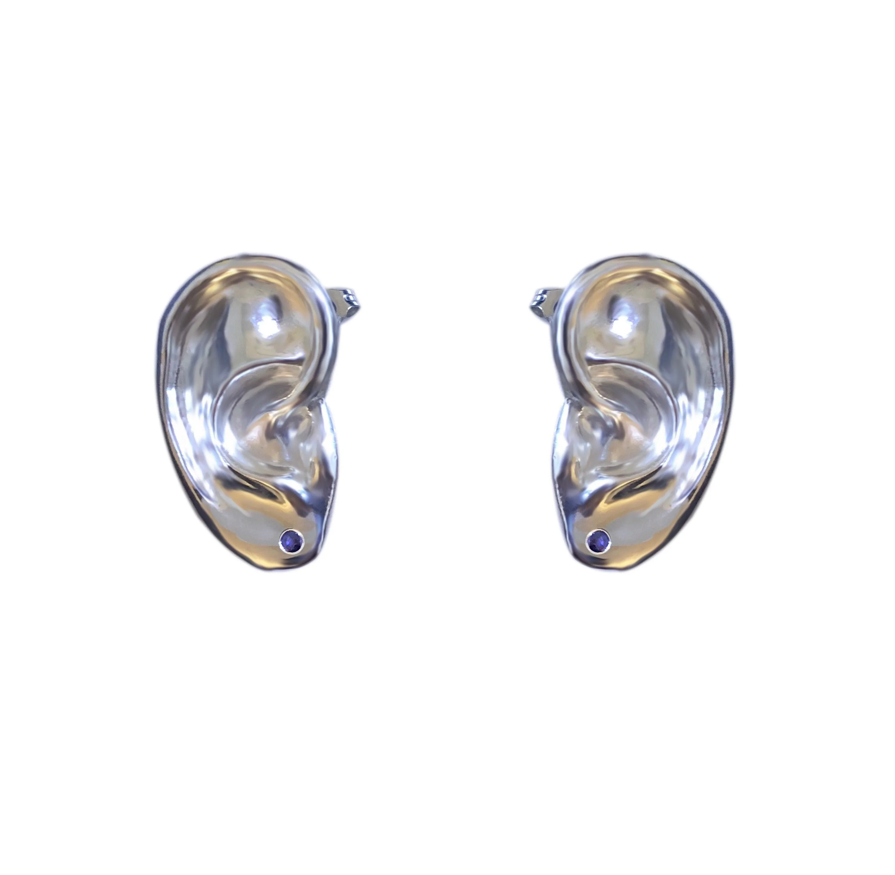 Sterling Silver Ear Earrings with Sapphire Earrings