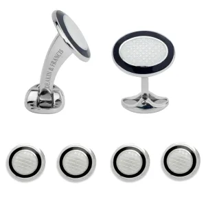 Sterling Silver Enamel Dress Stud Set - Black & Clear