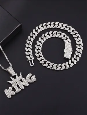 Strands Chain & 1pc Cool K Letter with Crown Pendant