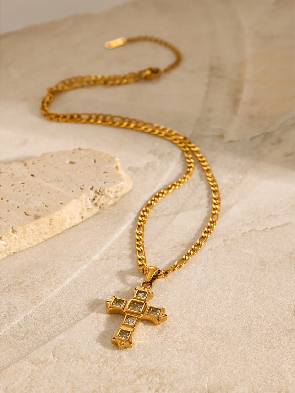 Stunning Cubic Zirconia Cross Pendant Necklace