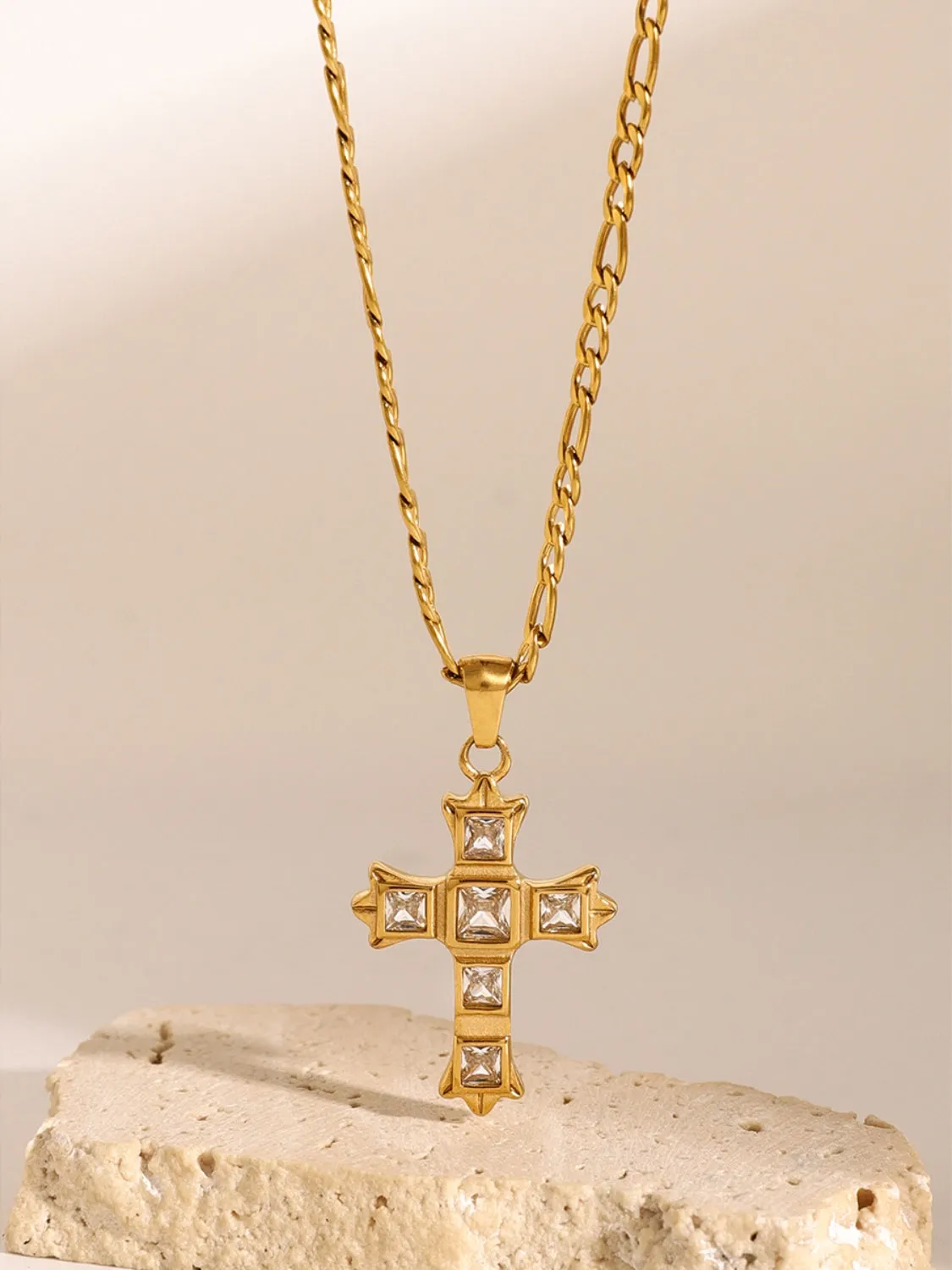 Stunning Cubic Zirconia Cross Pendant Necklace