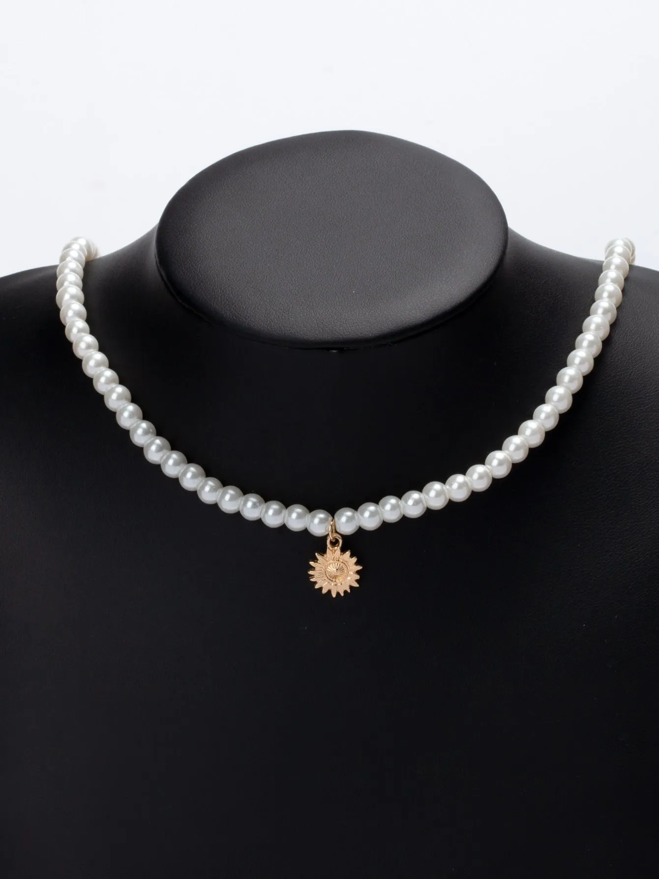 Sun Charm Faux Pearl Beaded Necklace for Women Girls Accessories Jewelry Gifts