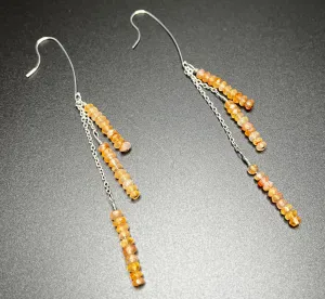 Sunstone and Sterling Silver Chain Earrings