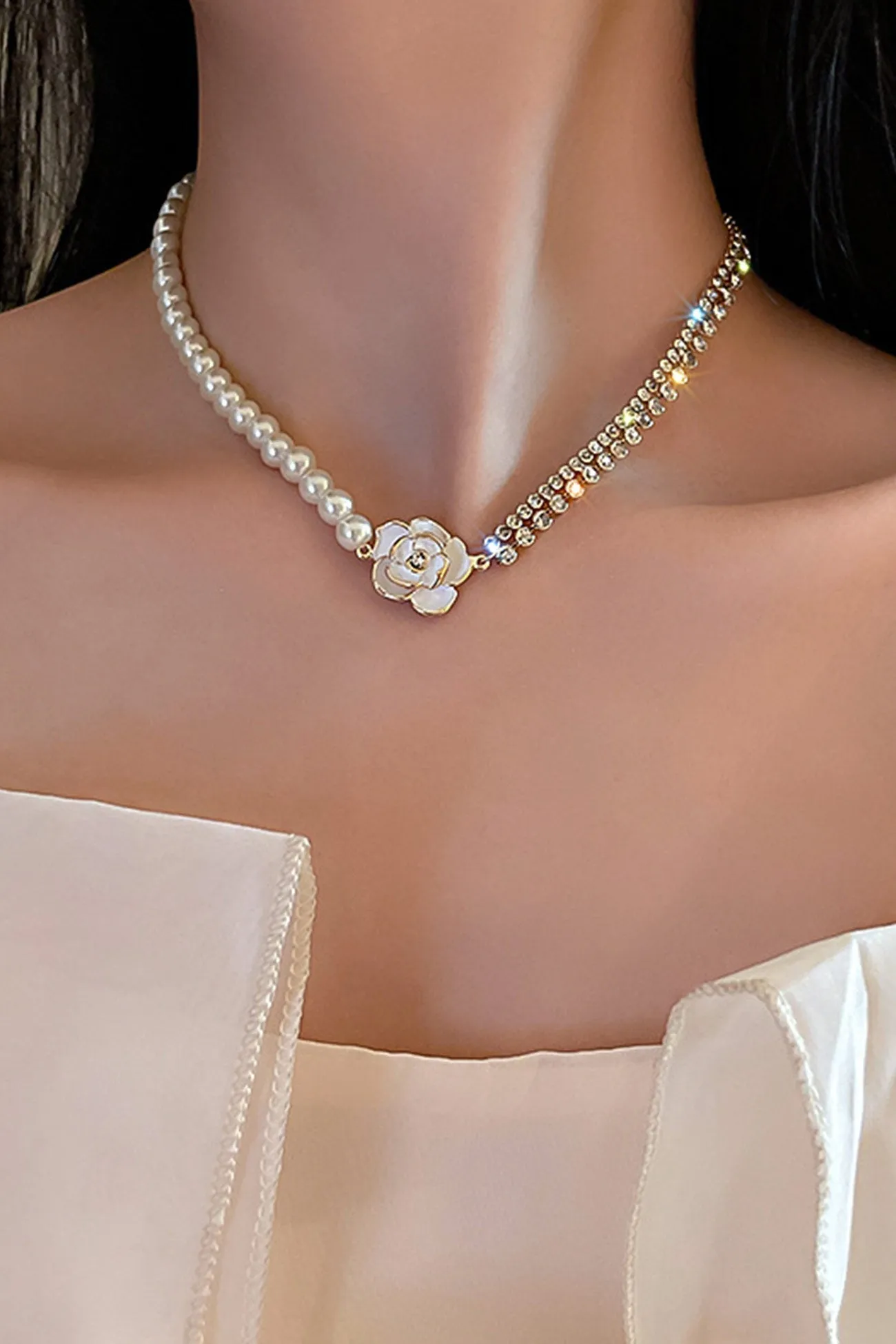 TastyHottie - Pearl Camellia Patchwork Necklaces