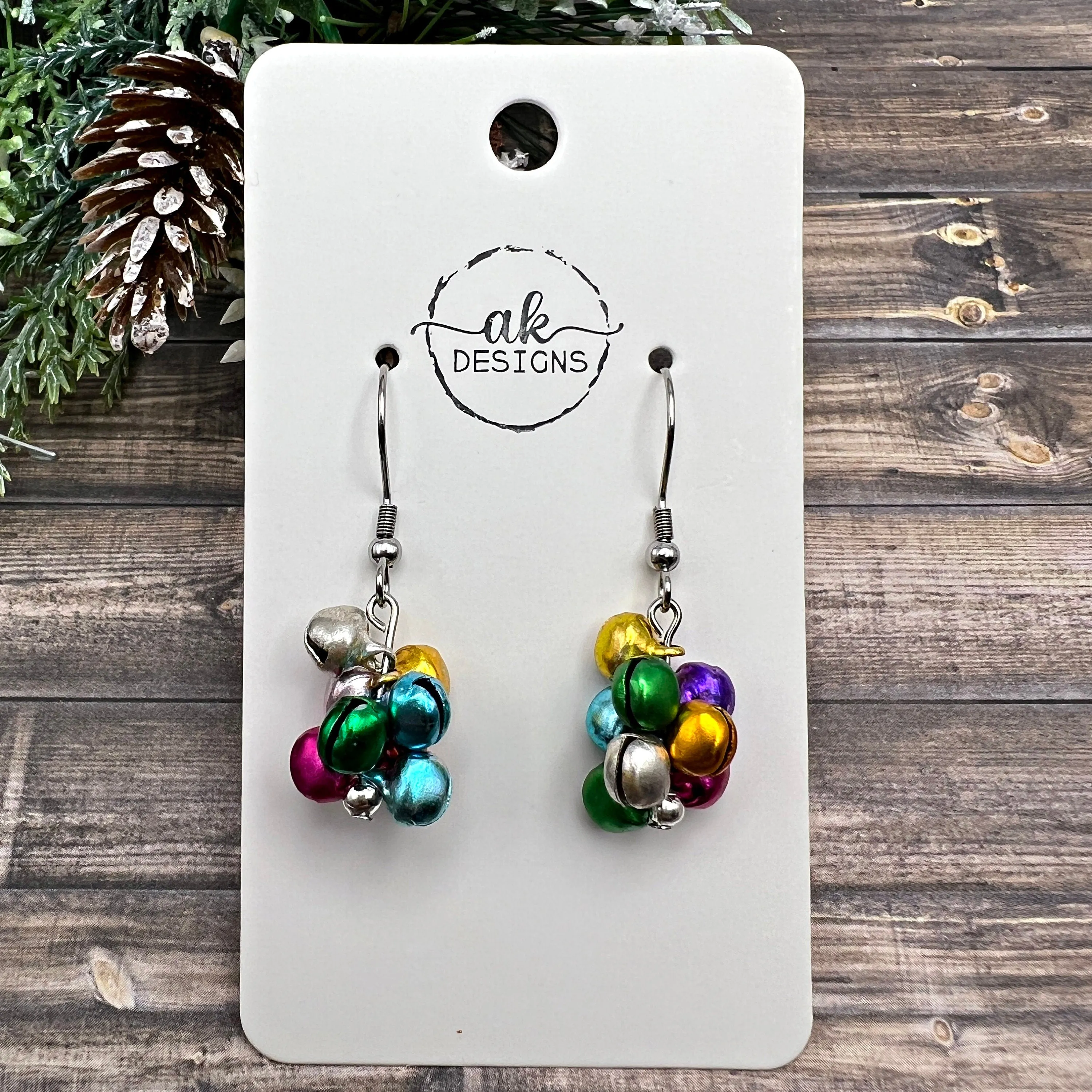 Tiny Silent Jingle Bell Handmade Hypoallergenic  Christmas Earrings