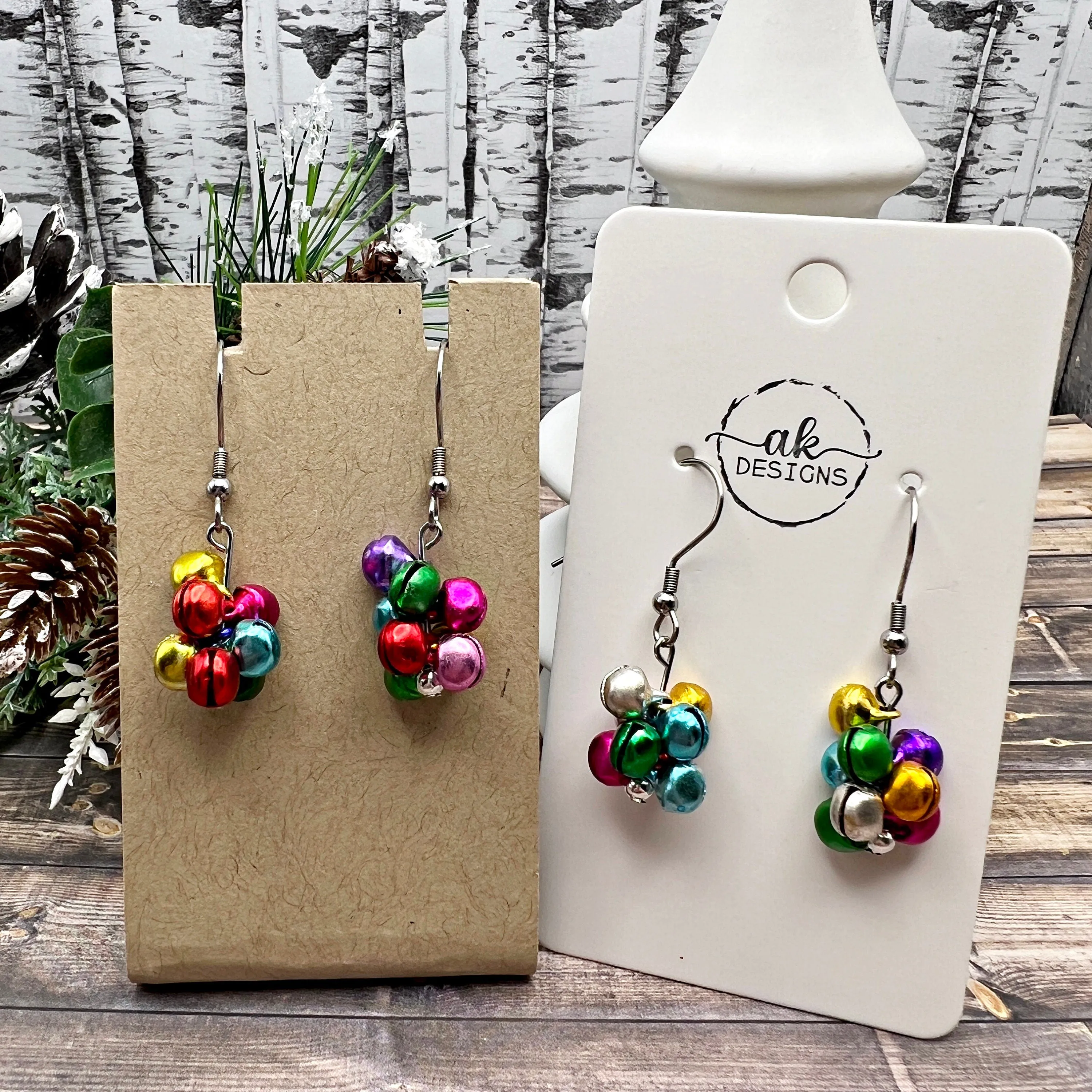 Tiny Silent Jingle Bell Handmade Hypoallergenic  Christmas Earrings