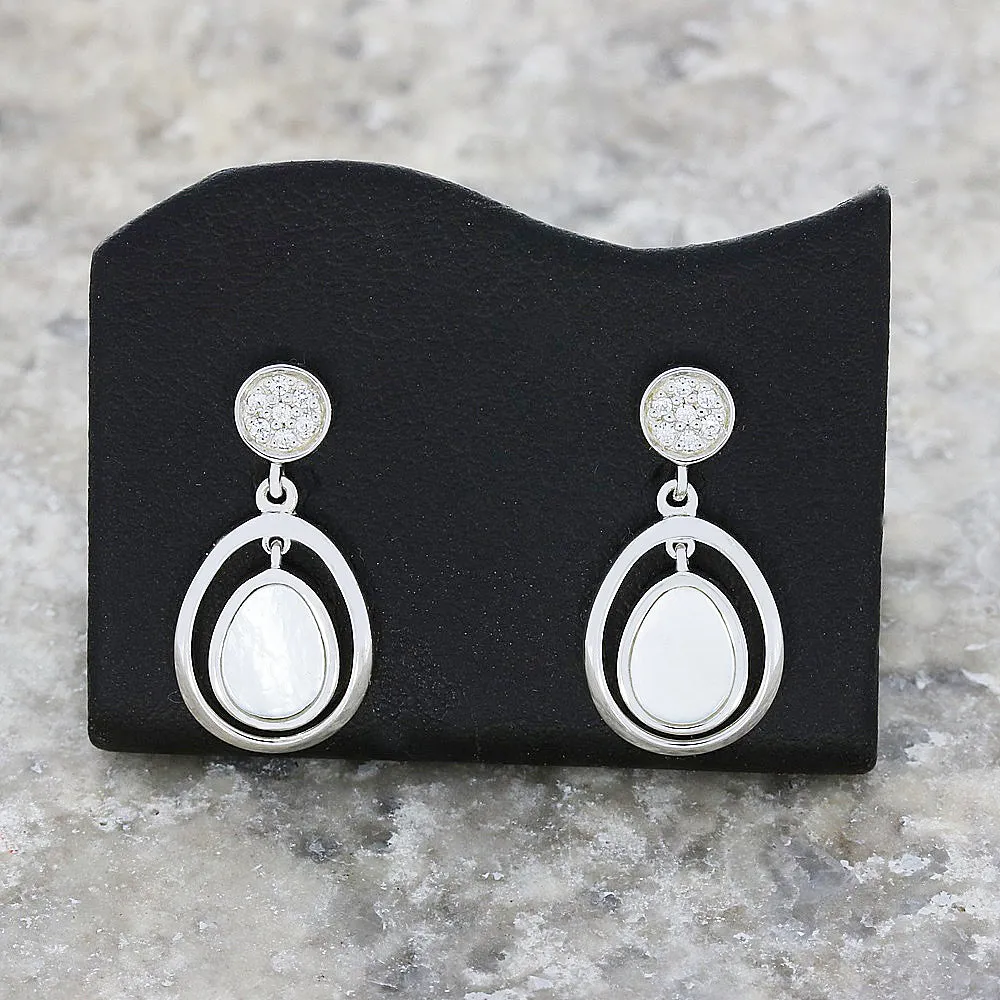 Unique & Co Sterling Silver Mother of Pearl Drop Earrings ME-882