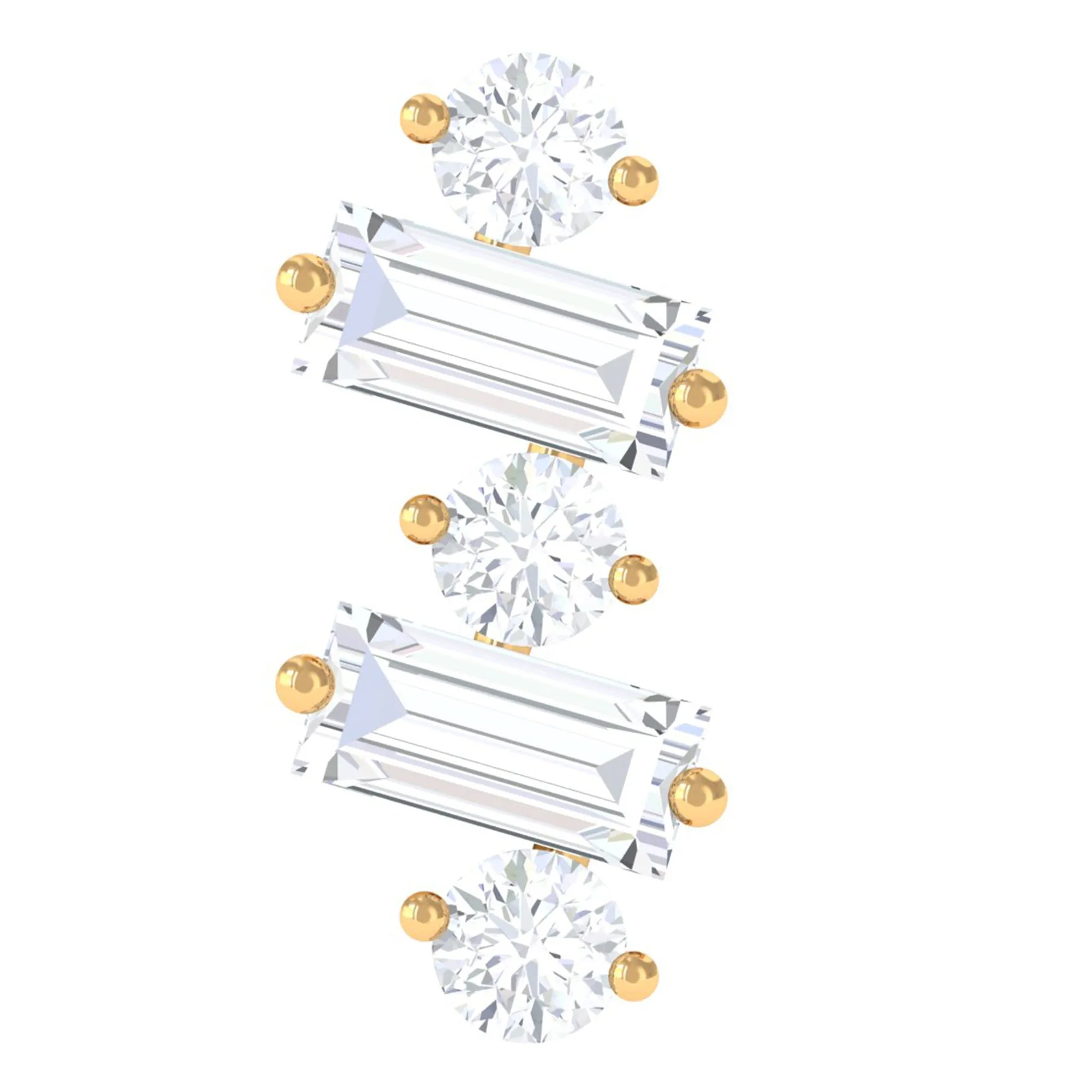 Unique Baguette Diamond Tragus Earring in Gold