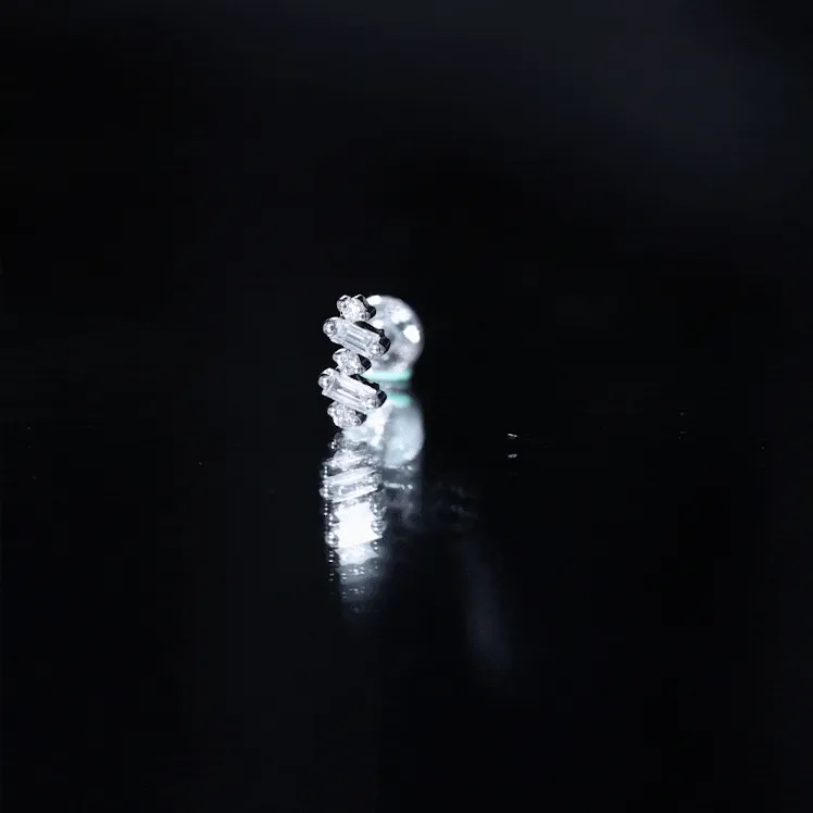 Unique Baguette Diamond Tragus Earring in Gold