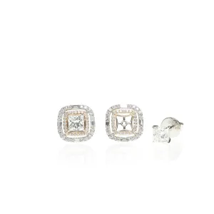 Unique Princess Cut Diamond Earrings with Removeable Jackets