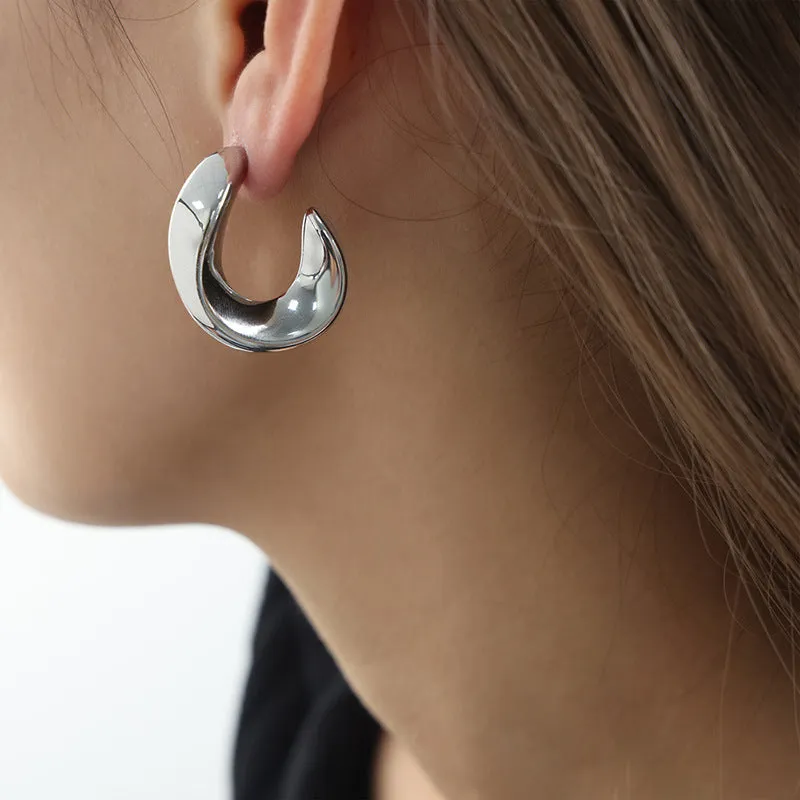 Unique South Korean Geometric Titanium Steel Earrings for Women