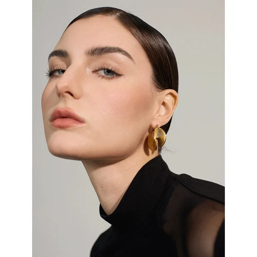 VAIGE Unique Geometric Waterproof Stainless Steel Hoop Earrings - Trendy Gold Plated Metal Jewelry