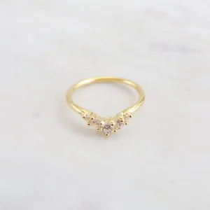 Vintage Arc Ring CZ Gold Vermeil Ring