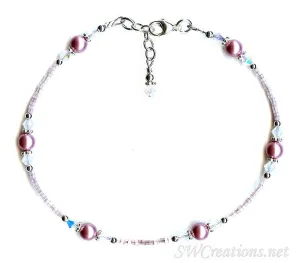 Vintage Rose Opal Crystal Pearl Anklet