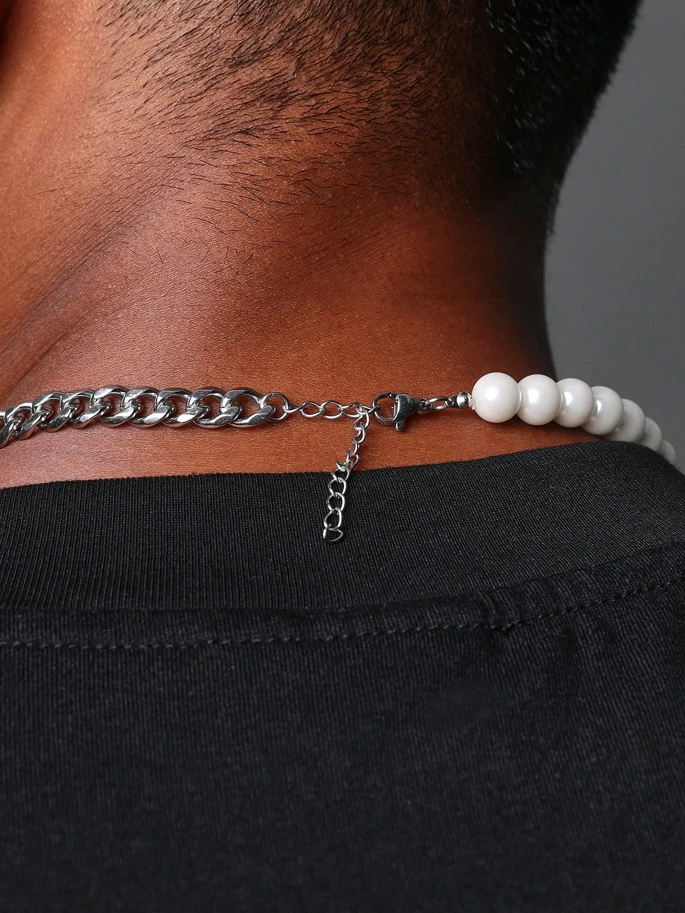 White Pearl Beaded & Chain Plated Necklaces