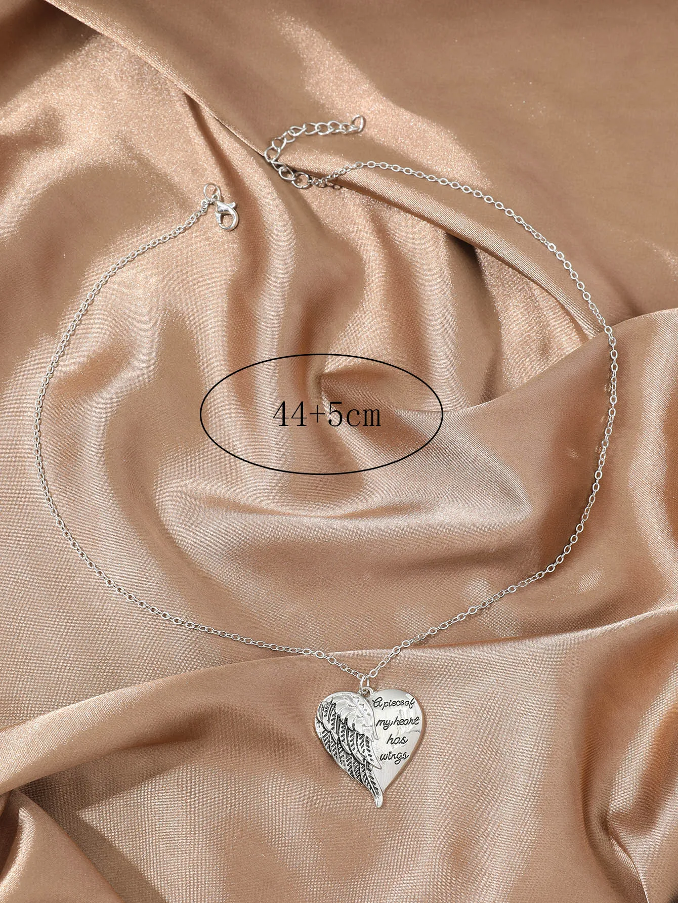 Wing & Heart Charm Necklace Slogan Necklace for Men Women