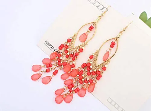 Yellow Chimes Danglers Earrings for Women Combo 2 Pairs Feminine Colors Gold Plated Long Dangle Earrings for Women and Girls